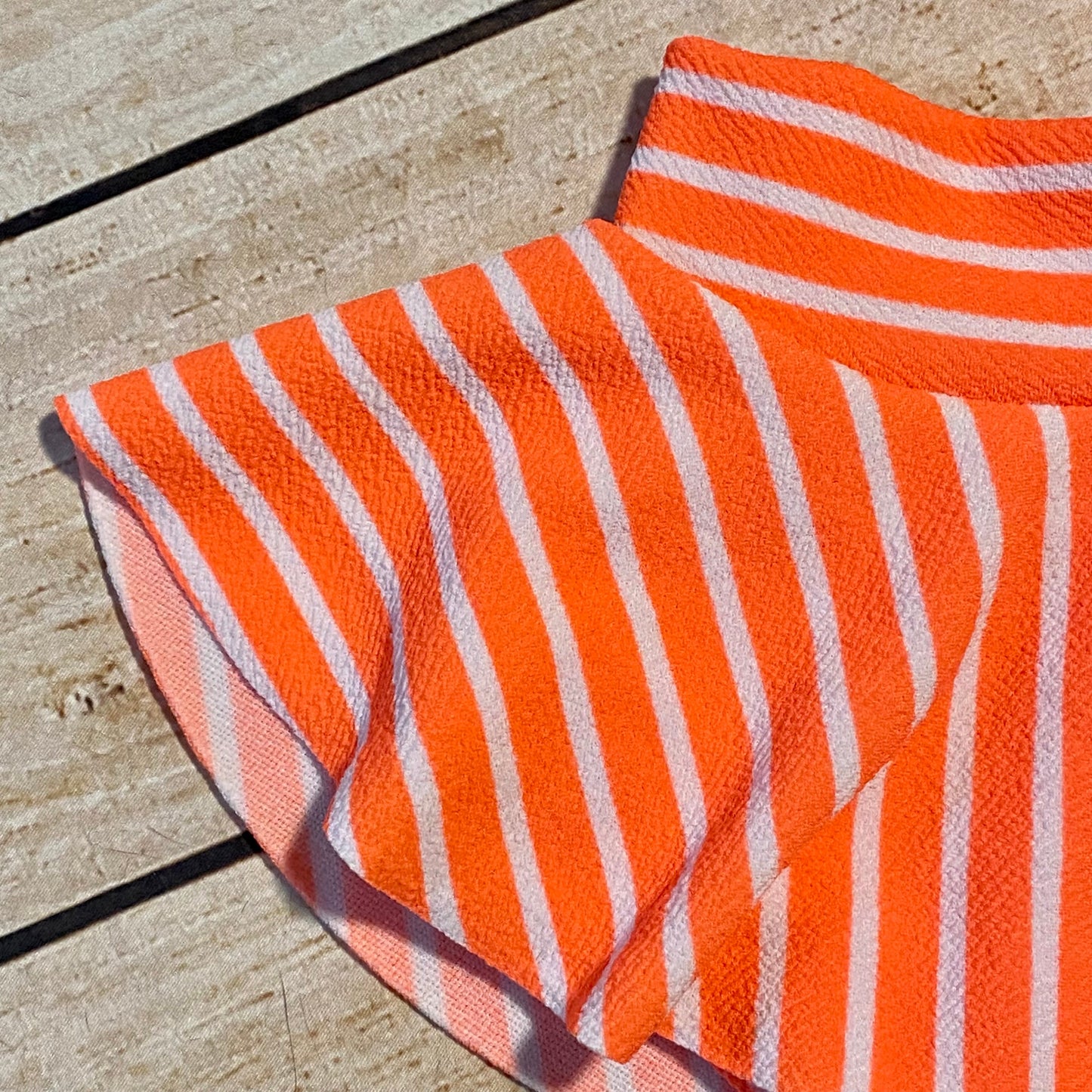 Orange Pin Stripped High Waisted Baby Bummies | Baby Girl Skirted Bummies | White & Orange Bummies | Baby Summer Shorts | Baby Bloomer