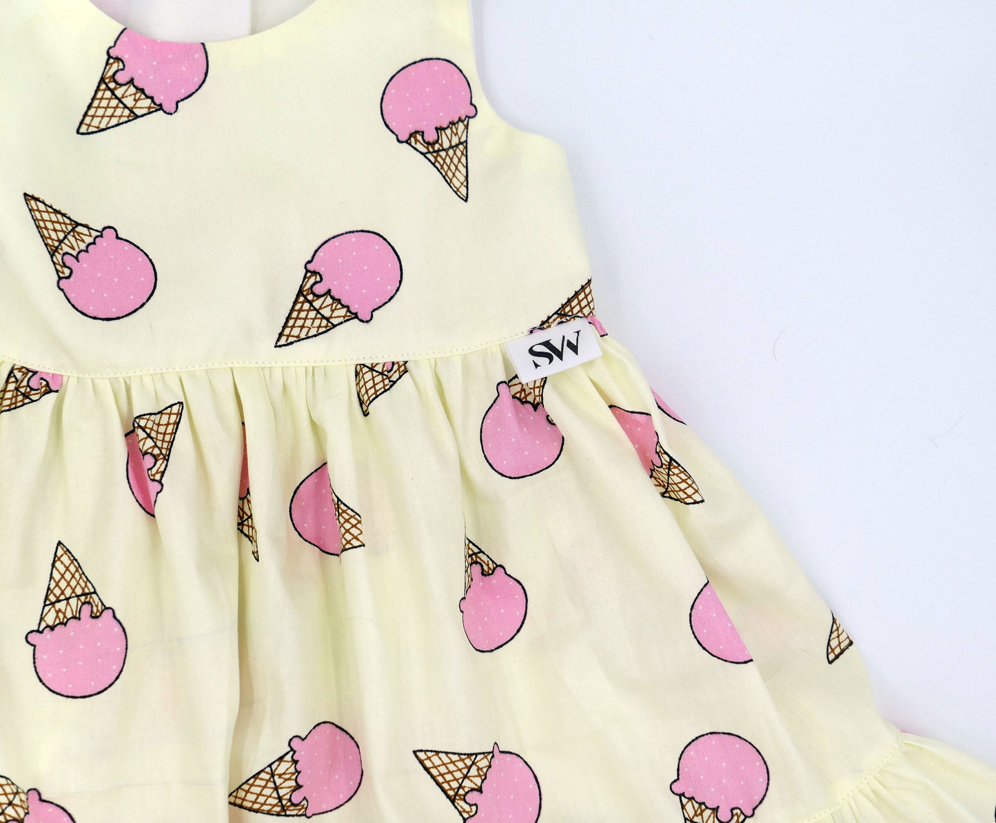 Girls' Ice Cream Dress: Handmade Yellow Ruffle Party Dress