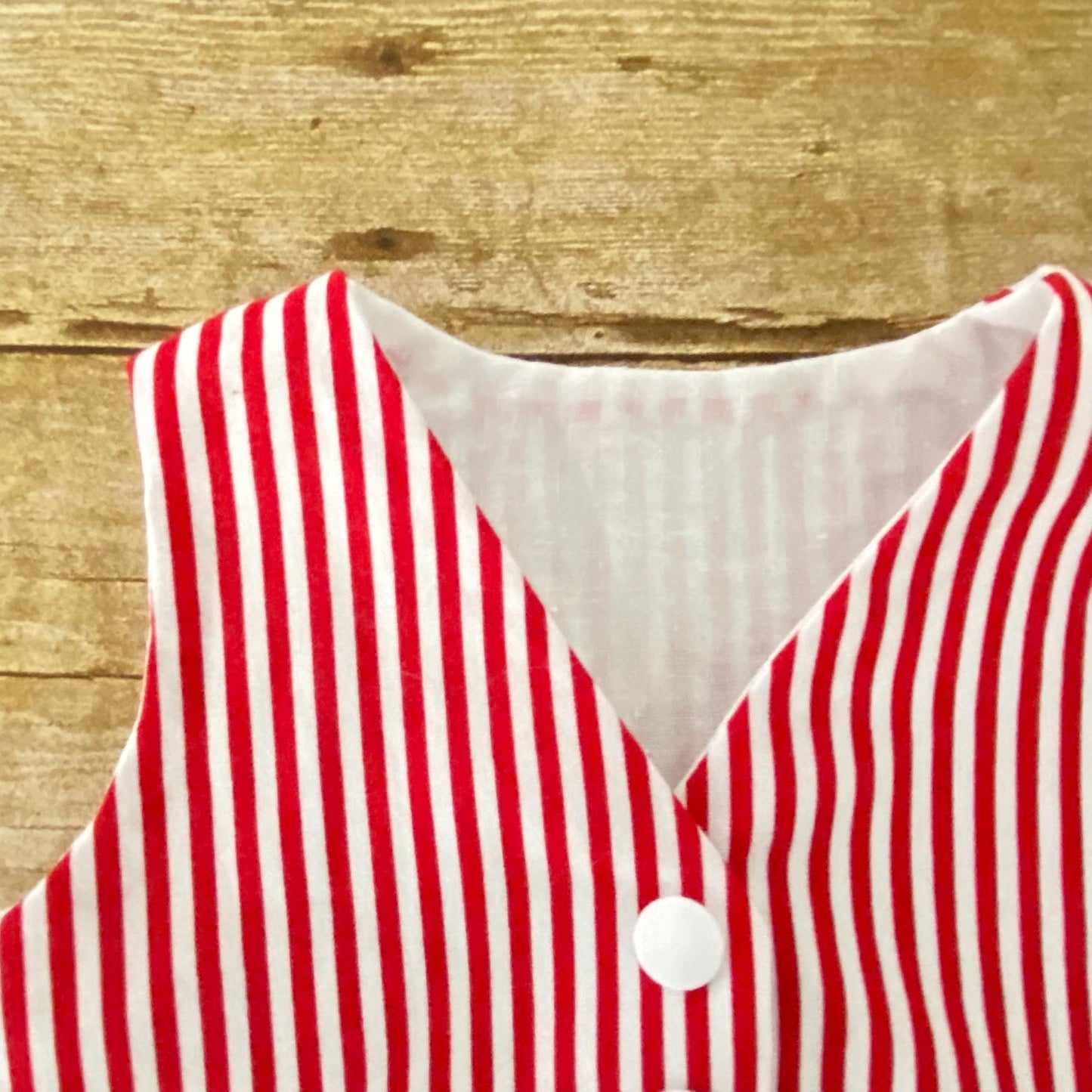 Red and White Striped Baby Vest and Bow Tie | Handmade Cotton Outfit