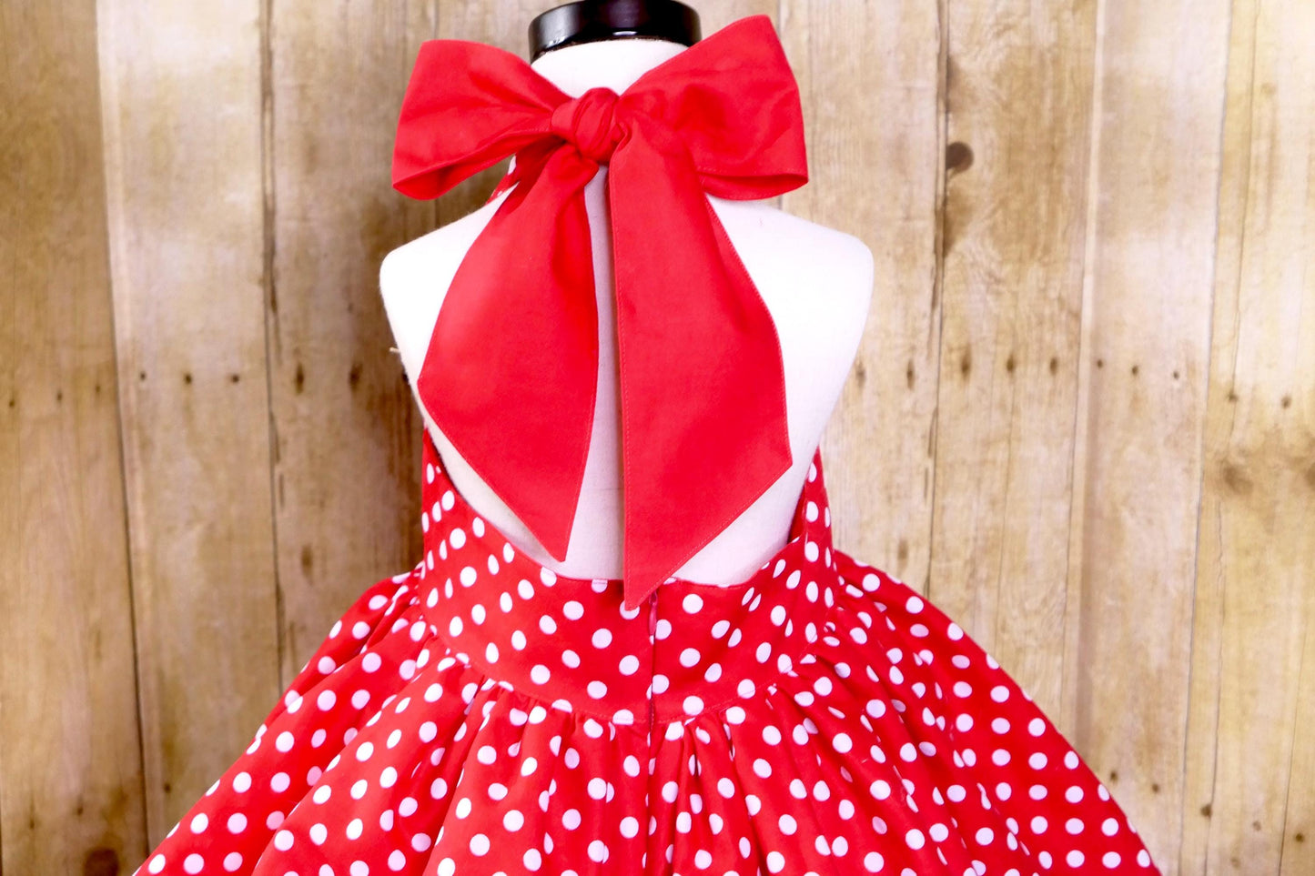 Handmade Red Polka Dot Halter Dress: Girls Birthday Party Outfit