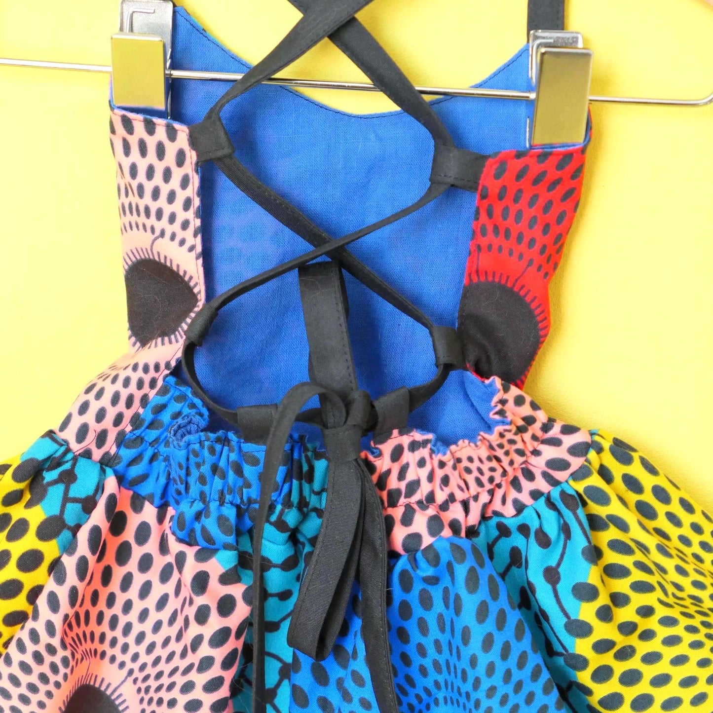 Handmade Ankara Cotton Open-Back Dress: Colorful Print, USA-Made