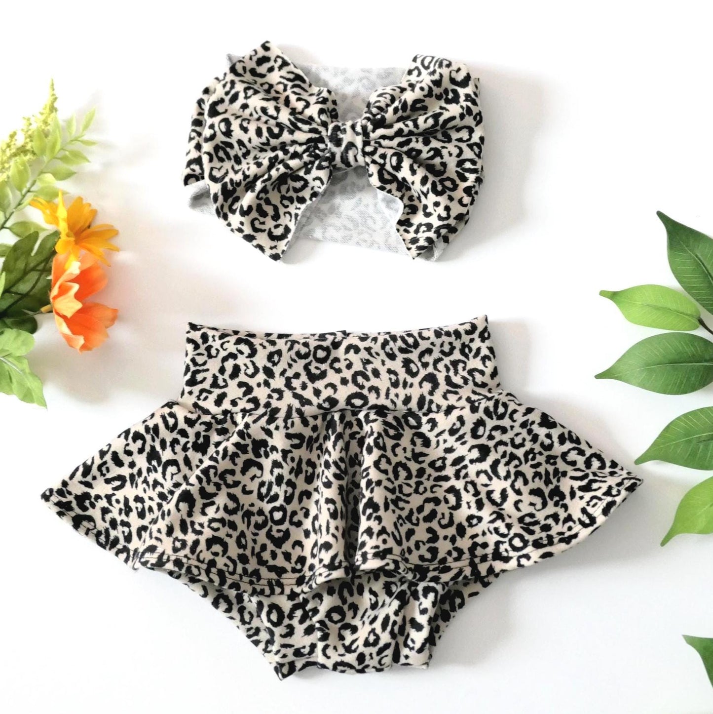 Handmade Animal Print Baby Bloomers | Skirted Brushed Knit Bummies