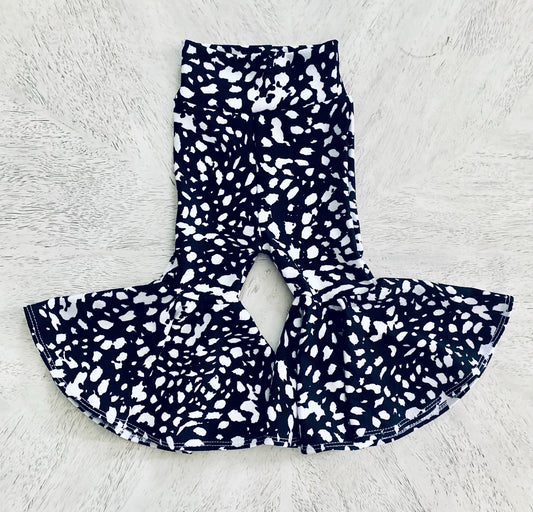 Bell Bottoms | Girls Retro Flare Pants | Black and White Print