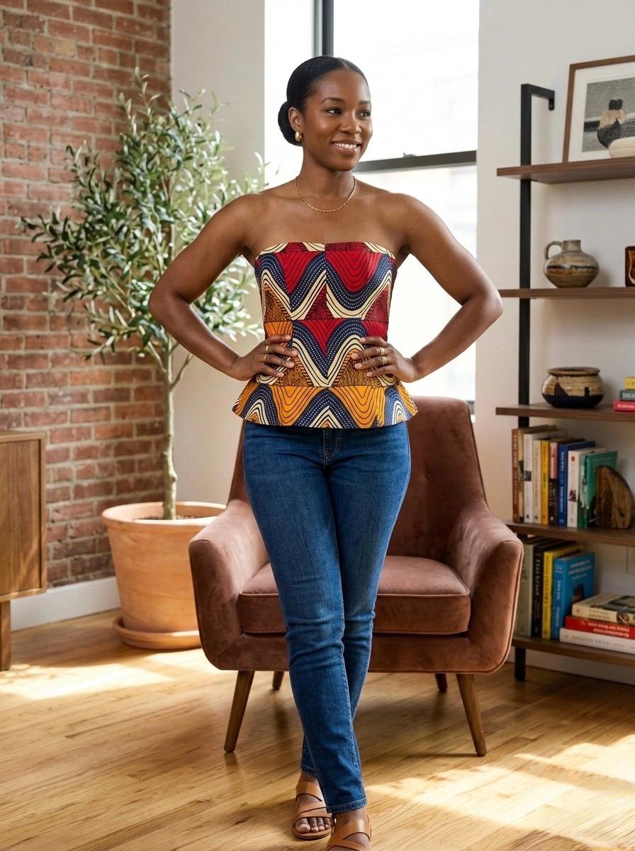 Handmade African Print Peplum Corset Top | Strapless Party Blouse