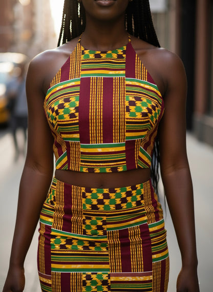 Ankara Criss Cross Halter Crop Top