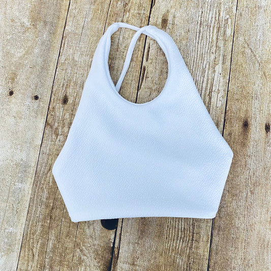 White Halter Crop Top