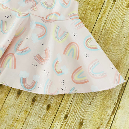 Pink Rainbow Dress with Matching Bonnet