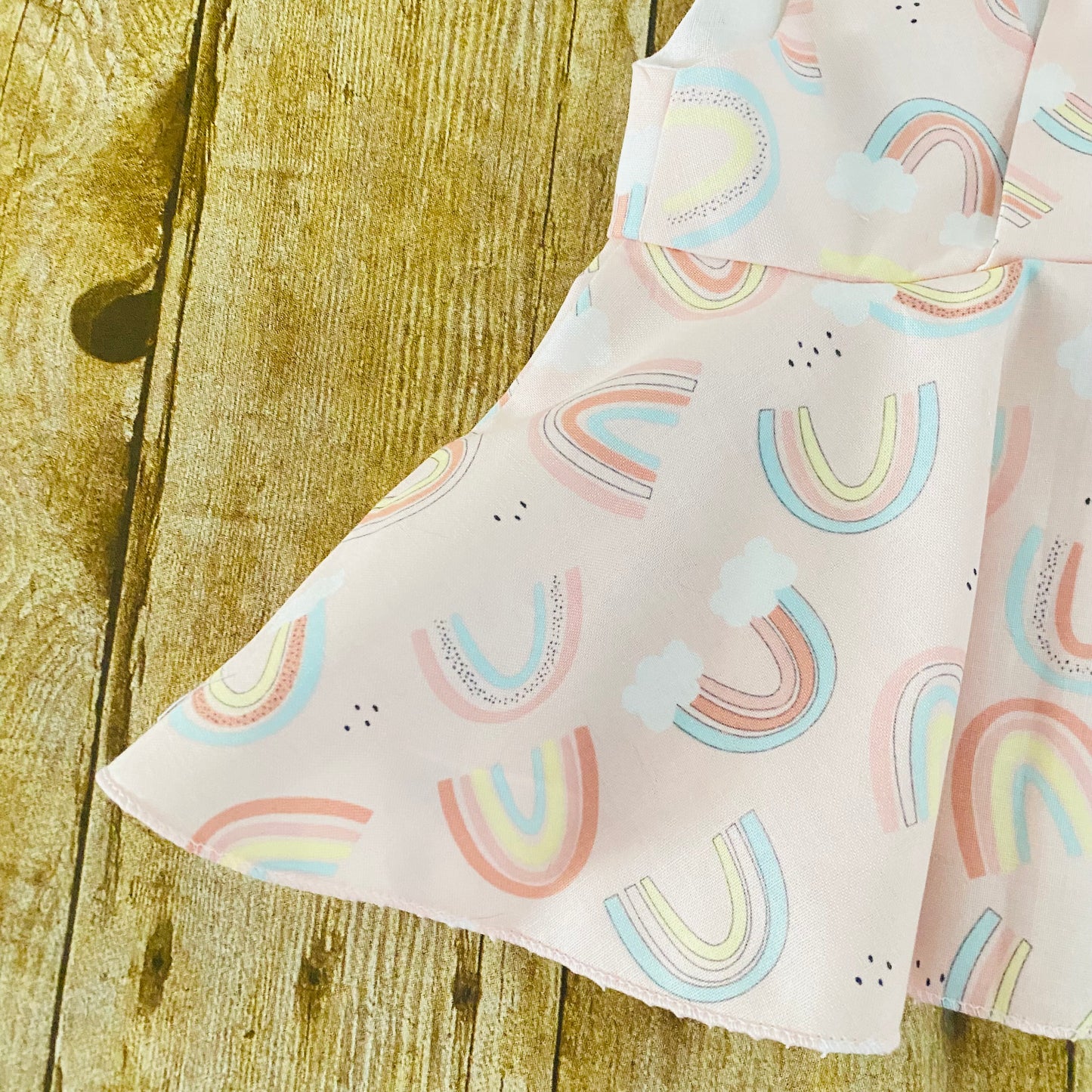 Pink Rainbow Dress with Matching Bonnet