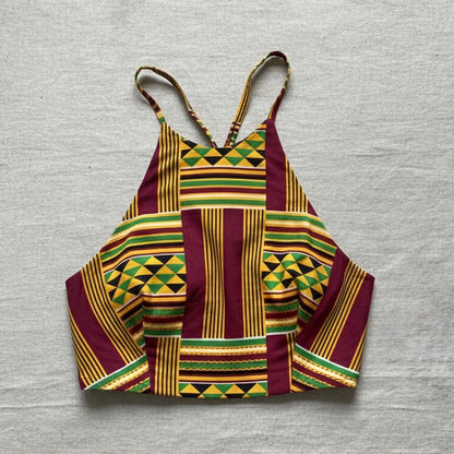 Ankara Criss Cross Halter Crop Top