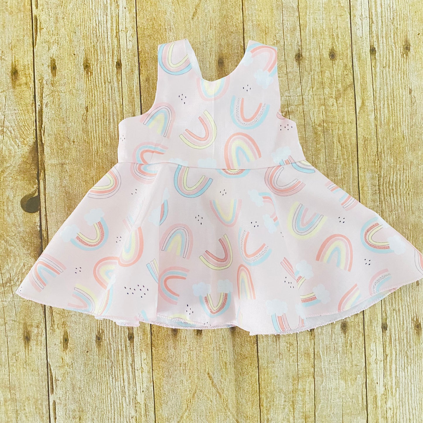 Pink Rainbow Dress with Matching Bonnet