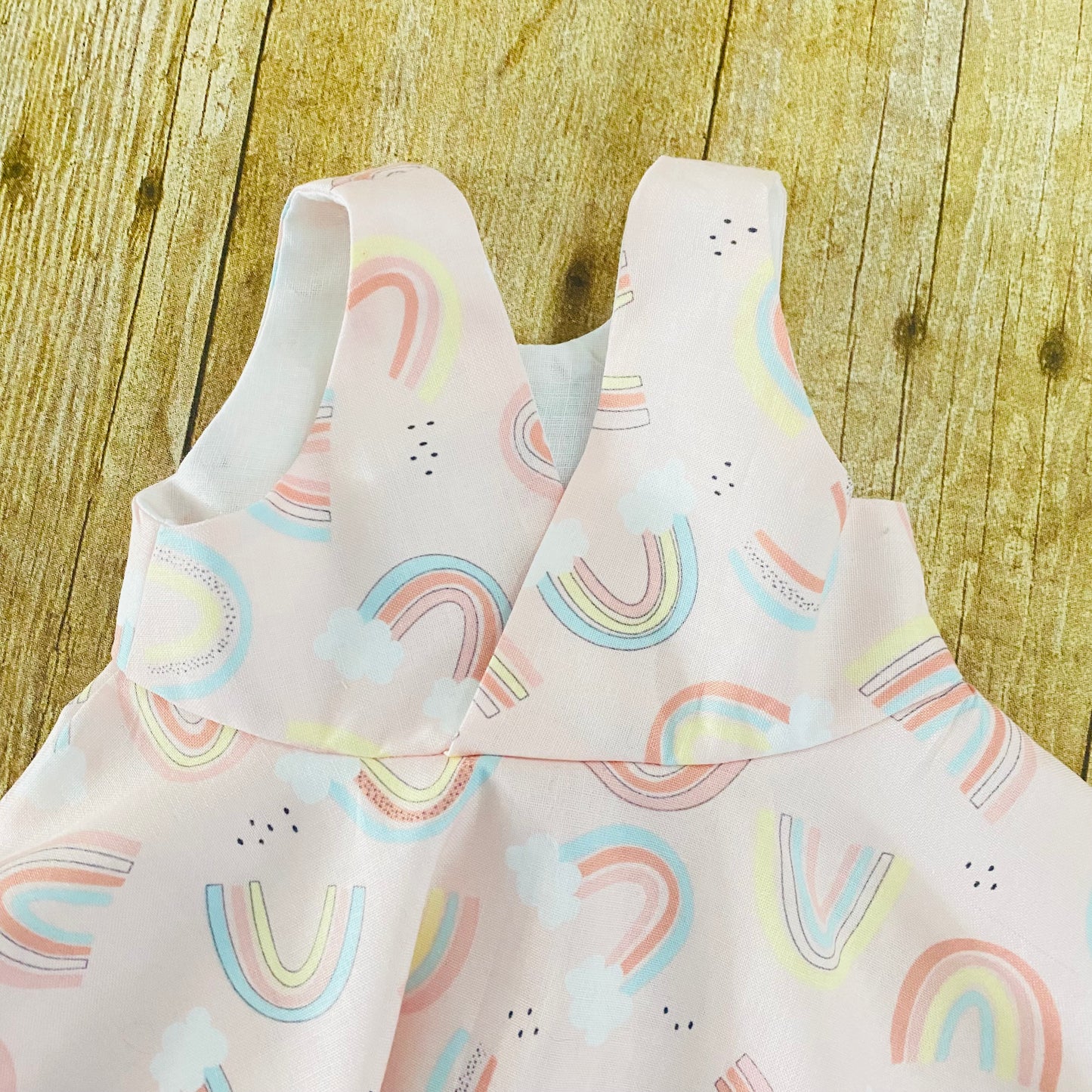 Pink Rainbow Dress with Matching Bonnet