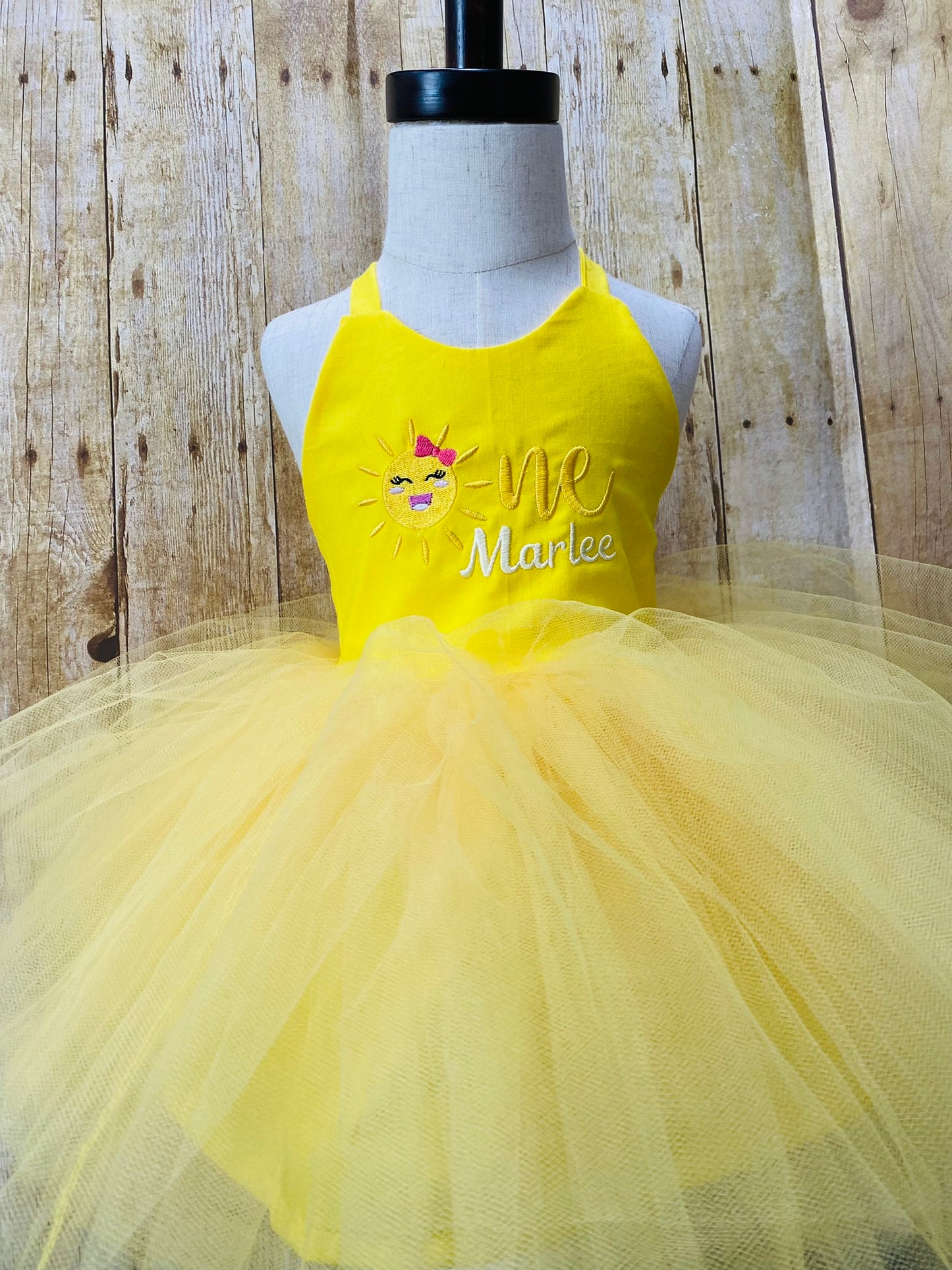 Sunshine Yellow Tutu Birthday Dress | Embroidered Design