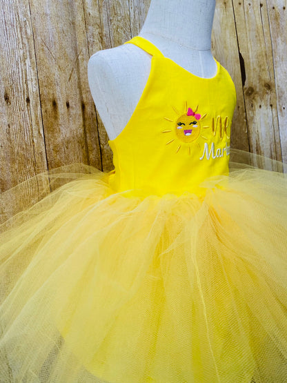 Sunshine Yellow Tutu Birthday Dress | Embroidered Design