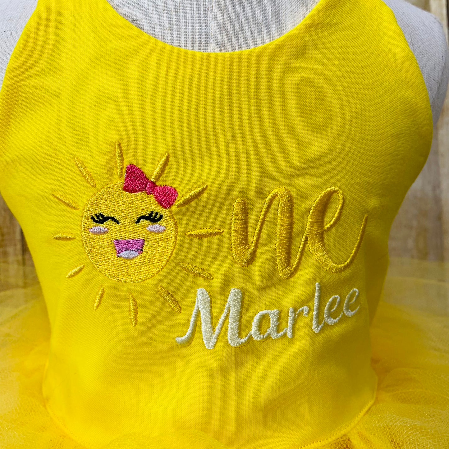 Sunshine Yellow Tutu Birthday Dress | Embroidered Design