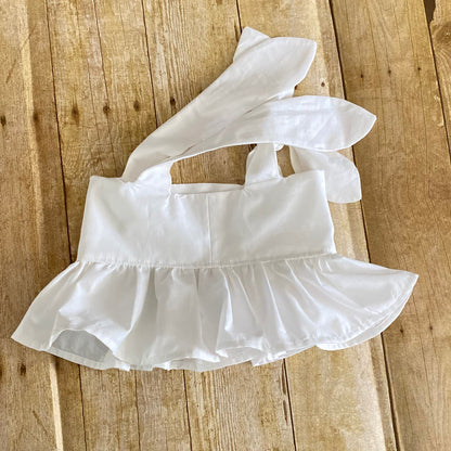 Girl Peplum Crop Top | Handemade Shoulder Ties Shirt with Ruffle Trim