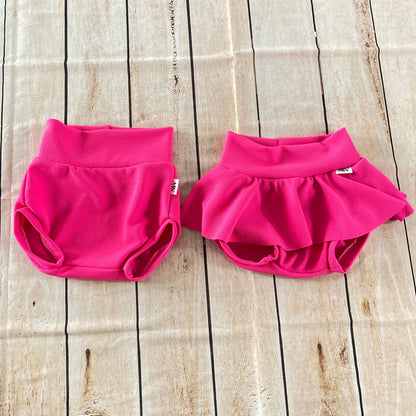 High Waisted Baby Bummies | Solid Color Baby Girl Skirted Bummies | Adorable Baby Summer Shorts | Baby Bloomers