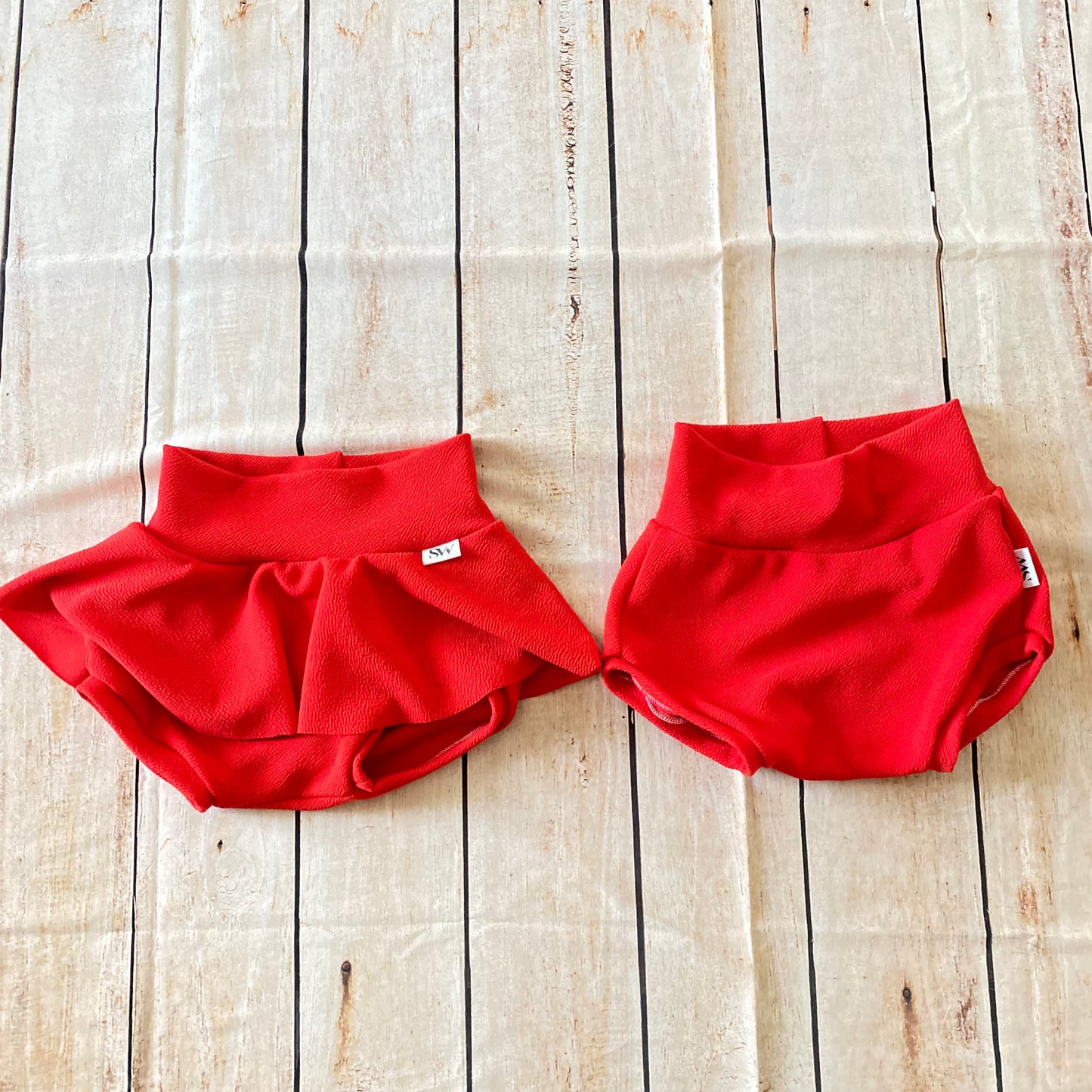 High Waisted Baby Bummies | Solid Color Baby Girl Skirted Bummies | Adorable Baby Summer Shorts | Baby Bloomers