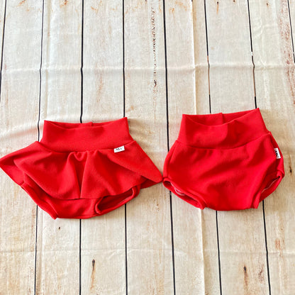 High Waisted Baby Bummies | Solid Color Baby Girl Skirted Bummies | Adorable Baby Summer Shorts | Baby Bloomers