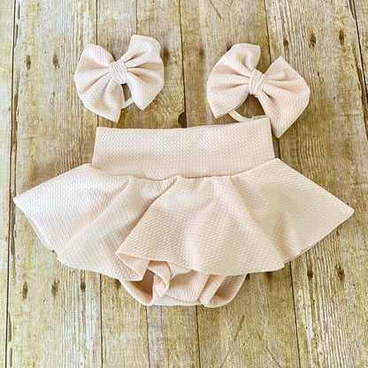 High Waisted Baby Bloomer | Cream Skirted Bummie