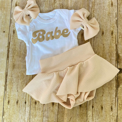 High Waisted Baby Bloomer | Cream Skirted Bummie