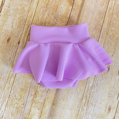 Lilac Baby Skirted Bummie | High Waisted Diaper Cover