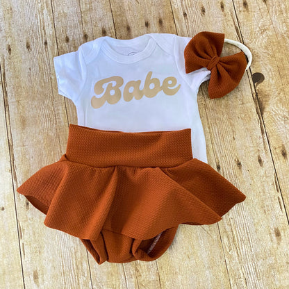 Chocolate Brown Skirted Baby Bummies | High Waisted Diaper Cover