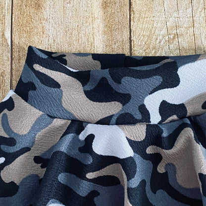 Gray Camouflage High Waisted Baby Bummies | Skirted Diaper Cover
