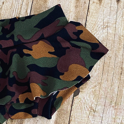 Green Camouflage Baby Bummies | High Waisted Skirted Bloomers