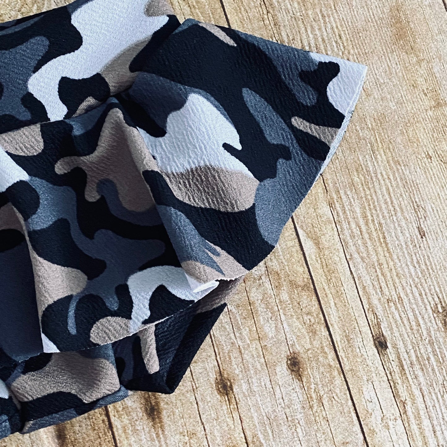 Gray Camouflage High Waisted Baby Bummies | Skirted Diaper Cover