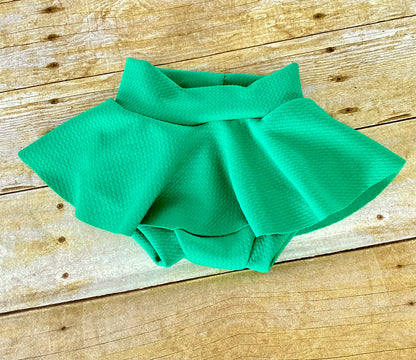 Kelly Green Baby Bummies | High Waisted Skirted Diaper Cover