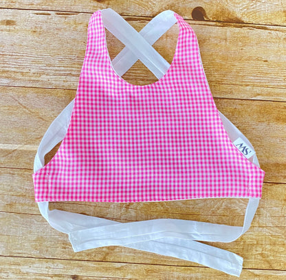 Baby Gingham Halter Top: Crisscross Back Tie, Summer Outfit