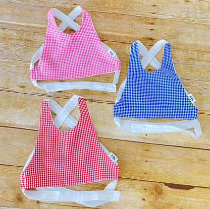 Baby Gingham Halter Top: Crisscross Back Tie, Summer Outfit