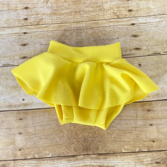 Yellow High Waisted Skirted Baby Bummies | Diaper Cover Bloomers