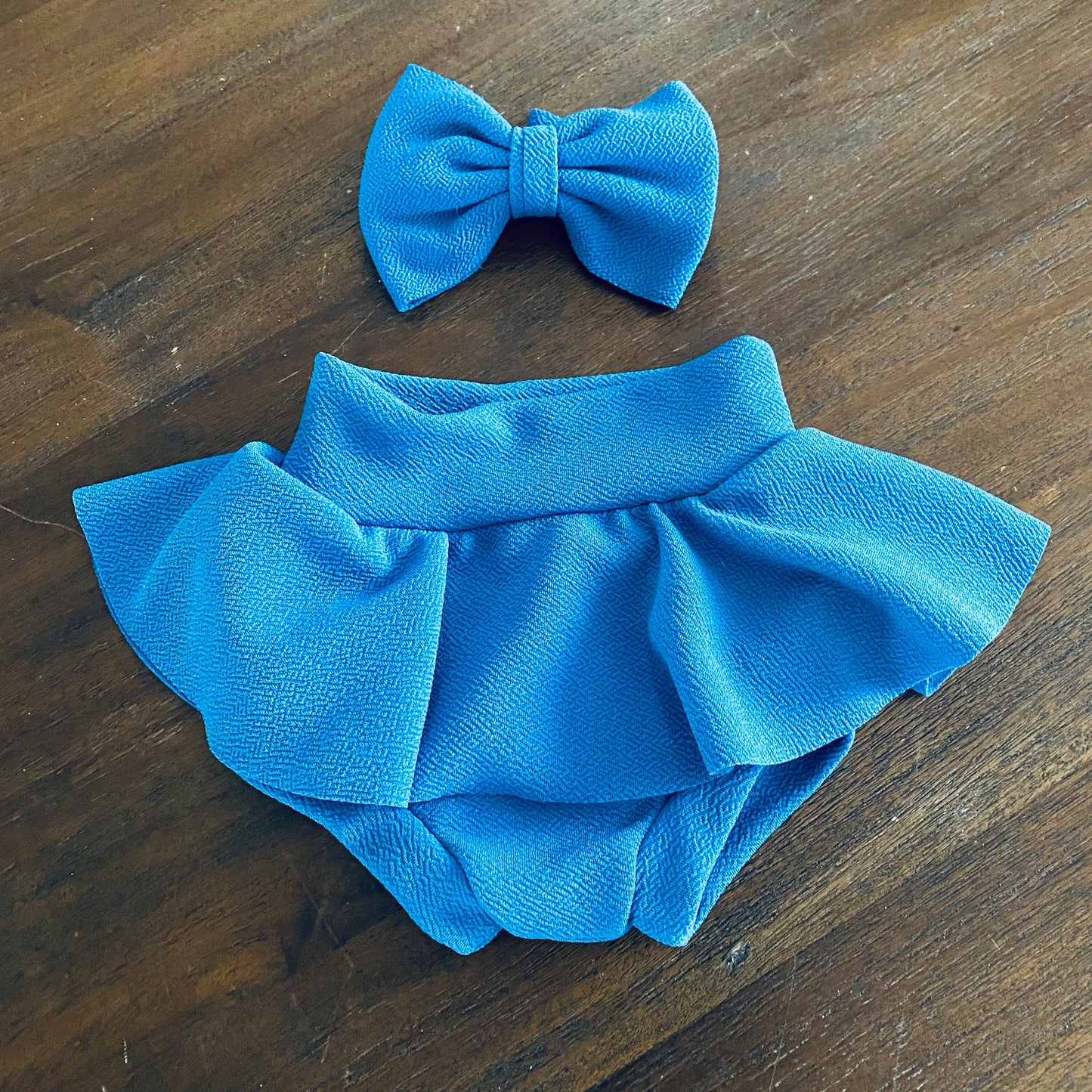 Blue High Waisted Baby Bummie | Skirted Diaper Cover