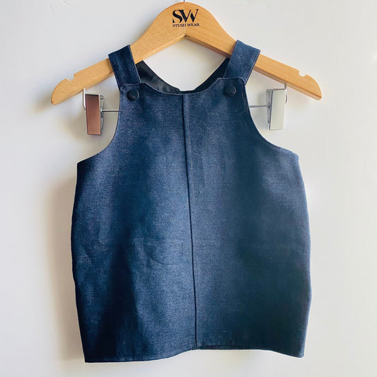 Denim Overall Dress: Dark Blue Adjustable Straps