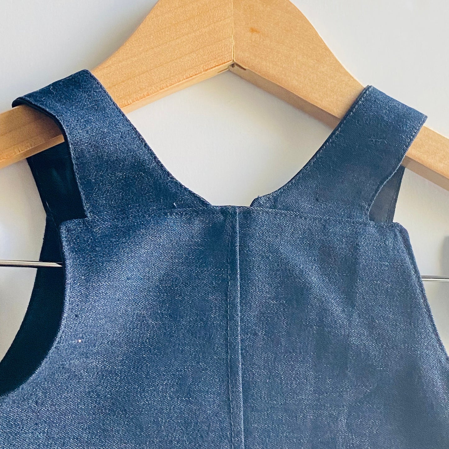 Denim Overall Dress: Dark Blue Adjustable Straps