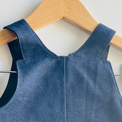 Denim Overall Dress: Dark Blue Adjustable Straps