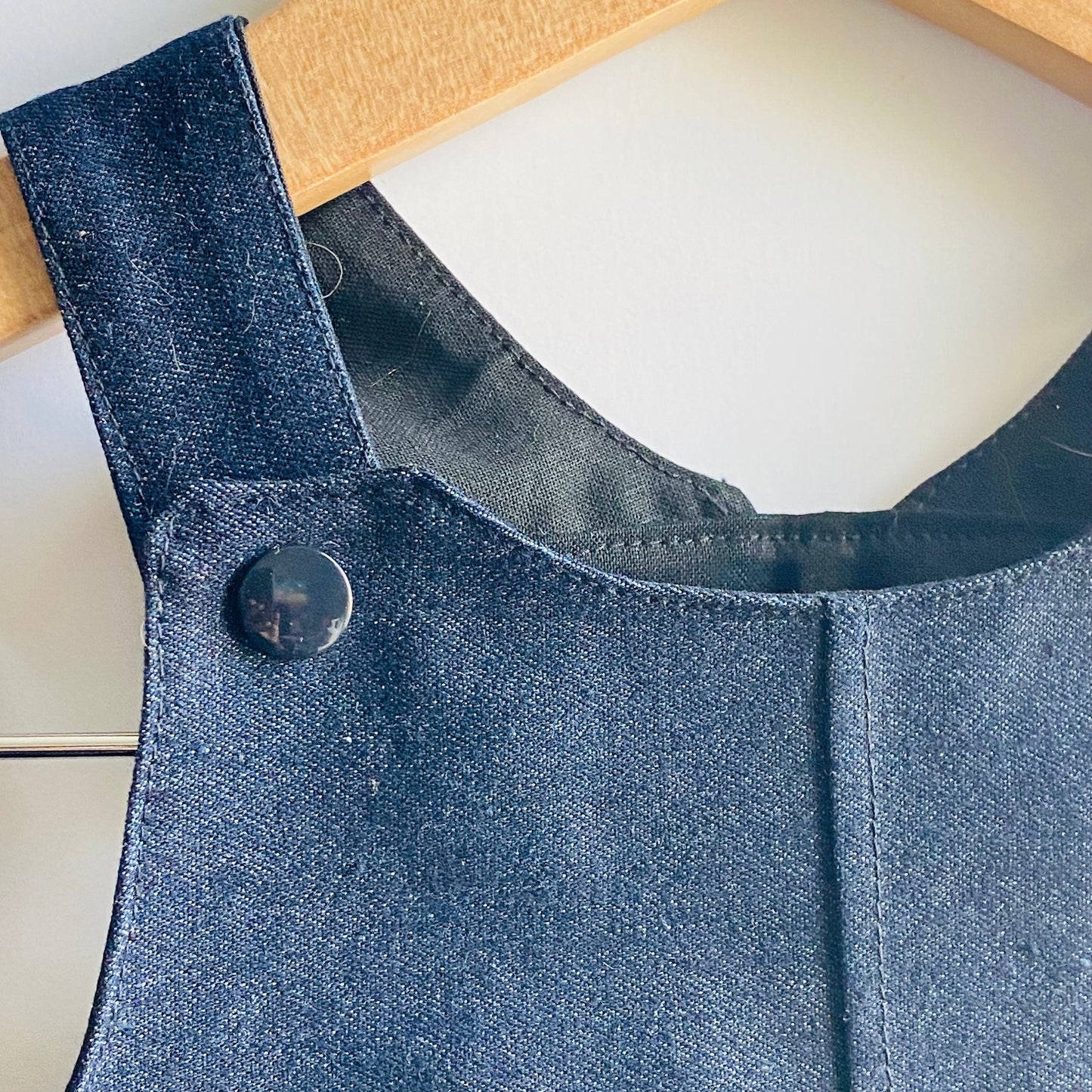 Denim Overall Dress: Dark Blue Adjustable Straps