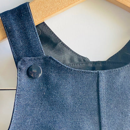 Denim Overall Dress: Dark Blue Adjustable Straps