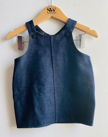 Denim Overall Dress: Dark Blue Adjustable Straps