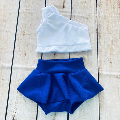Royal Blue Skirted Baby Bummies | High Waisted Bloomers