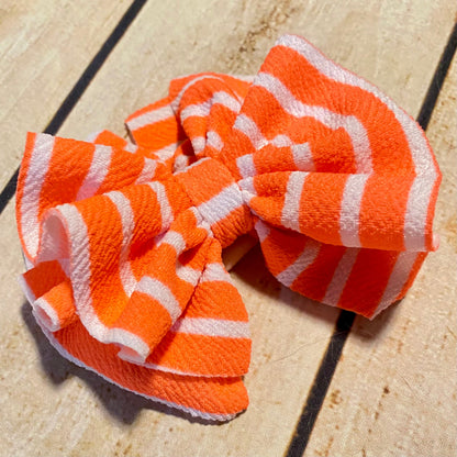 Orange Pin Stripped High Waisted Baby Bummies | Baby Girl Skirted Bummies | White & Orange Bummies | Baby Summer Shorts | Baby Bloomer