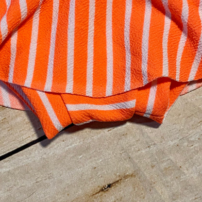 Orange Pin Stripped High Waisted Baby Bummies | Baby Girl Skirted Bummies | White & Orange Bummies | Baby Summer Shorts | Baby Bloomer