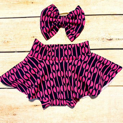 High Waist Baby Bummie: Pink Geometric Diaper Cover