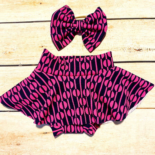 High Waist Baby Bummie: Pink Geometric Diaper Cover