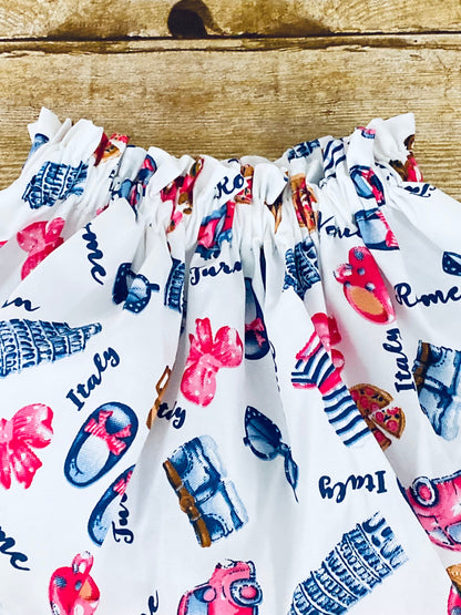 Girls' Twirl Skirt: Italian Travel Print Ruffle Skirt (Newborn to 6 Years)