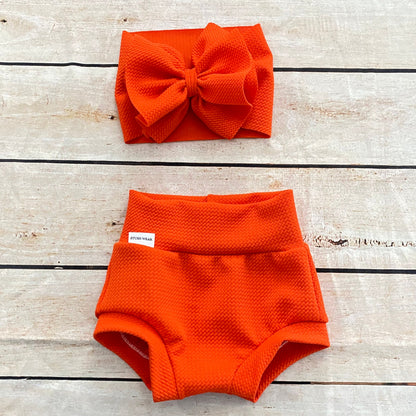 Orange High Waisted Baby Bummies | Liverpool Knit Bloomers