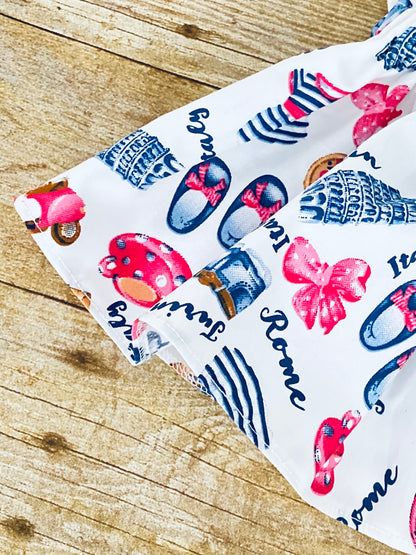 Girls' Twirl Skirt: Italian Travel Print Ruffle Skirt (Newborn to 6 Years)