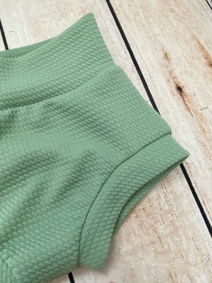 Sage Green High Waisted Baby Bummie Set | Baby Diaper Cover and Headwrap