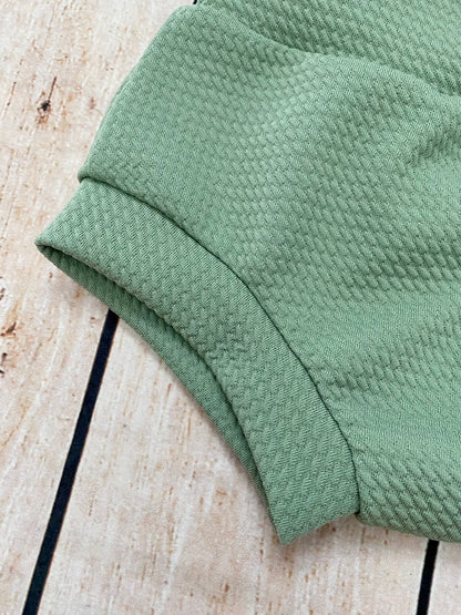 Sage Green High Waisted Baby Bummie Set | Baby Diaper Cover and Headwrap